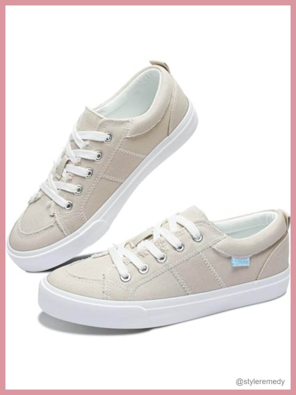 Women's Lace Up Canvas Sneakers Low Top Flats Comfortable Walking Shoes